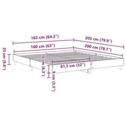 Berkfield Home Bed Frame without Mattress Concrete Grey 160x200cm Engineered Wood - Size: 160x200 cm - thumbnail 9