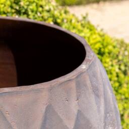 Primrose Natural Cement Round Geometric Pattern Effect Planter in Brown 50cm - thumbnail 2