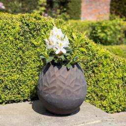 Primrose Natural Cement Round Geometric Pattern Effect Planter in Brown 50cm - thumbnail 1