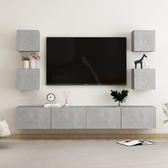 Berkfield Home 6 Piece TV Cabinet Set Concrete Grey Engineered Wood - image 1