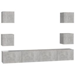 Berkfield Home 6 Piece TV Cabinet Set Concrete Grey Engineered Wood - thumbnail 2