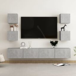 Berkfield Home 6 Piece TV Cabinet Set Concrete Grey Engineered Wood - thumbnail 1