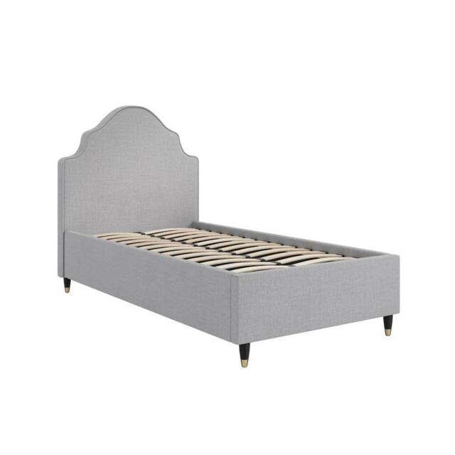 Lemon Pavilion Furniture Monterey Single Bed Frame (Pack of 2) - Linen Blend/Wood in Grey