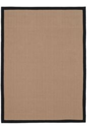 Kukoon Natural Golden Beige Jute Micro Woven Herringbone Pattern Cotton Border Area Rug in Black - Size: 160 cm x 230 cm - thumbnail 1