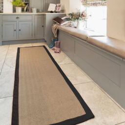 Kukoon Natural Golden Beige Jute Micro Woven Herringbone Pattern Cotton Border Area Rug in Black - Size: 160 cm x 230 cm - thumbnail 3