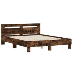 Berkfield Home Durable Bed Frame without Mattress Smoked Oak 140x200 cm in Brown - thumbnail 1
