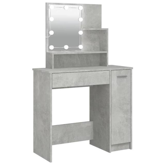 Berkfield Home Dressing Table with LED Concrete Grey 86.5x35x136 cm - image 1