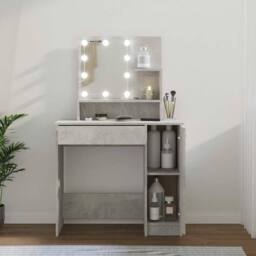 Berkfield Home Dressing Table with LED Concrete Grey 86.5x35x136 cm - thumbnail 2