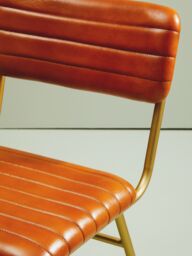 Orsina Buffalo Leather Dining Chair With Gold Finish Frame in Brown - thumbnail 4