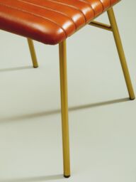 Orsina Buffalo Leather Dining Chair With Gold Finish Frame in Brown - thumbnail 5