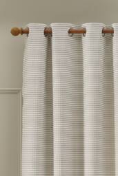Catherine Lansfield 'Stab Stitch' Lined Eyelet Curtains in Natural - Size: 117 cm width x 137 cm drop - thumbnail 2