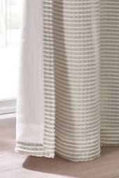 Catherine Lansfield 'Stab Stitch' Lined Eyelet Curtains in Natural - Size: 117 cm width x 137 cm drop - thumbnail 3
