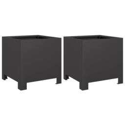 Berkfield Home Garden Planters 2 pcs Black 30x30x30 cm Steel - Size: 30 x 30 x 30 cm - thumbnail 3