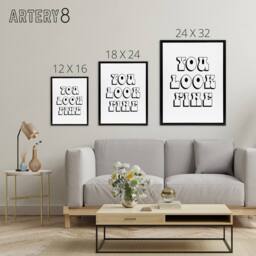 "Artery8 You Look Fine Black & White Bold Cheeky Black Framed Canvas Art - Size: W12"" x H16""" - thumbnail 4