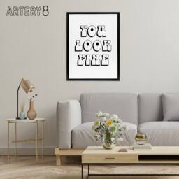 "Artery8 You Look Fine Black & White Bold Cheeky Black Framed Canvas Art - Size: W12"" x H16""" - thumbnail 3