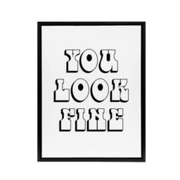 "Artery8 You Look Fine Black & White Bold Cheeky Black Framed Canvas Art - Size: W12"" x H16""" - thumbnail 1