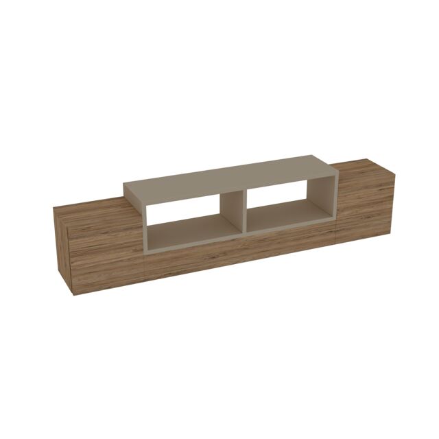 Destina Home Morica Floating TV Stand with Shelves & Cabinets in Light Oak - Size: 1 Pack