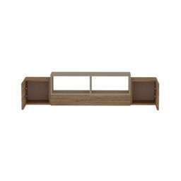 Destina Home Morica Floating TV Stand with Shelves & Cabinets in Light Oak - Size: 1 Pack - thumbnail 2