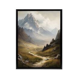 "Artery8 Alps Path Switzerland Mountain Landscape Framed Canvas Wall Art Print in Brown - Size: W18"" x H24""" - thumbnail 1