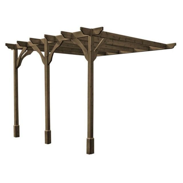 Rutland County Garden Furniture Ltd Wall Mounted Premium Pergola 3 Posts, L180 x W600 x H270 cm, Brown - image 1