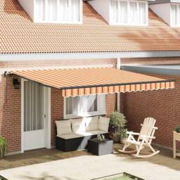 Berkfield Home Manual Retractable Awning Yellow & Orange 400x300 cm - thumbnail 2