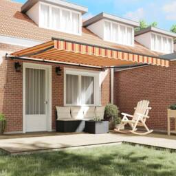 Berkfield Home Manual Retractable Awning Yellow & Orange 400x300 cm - thumbnail 3