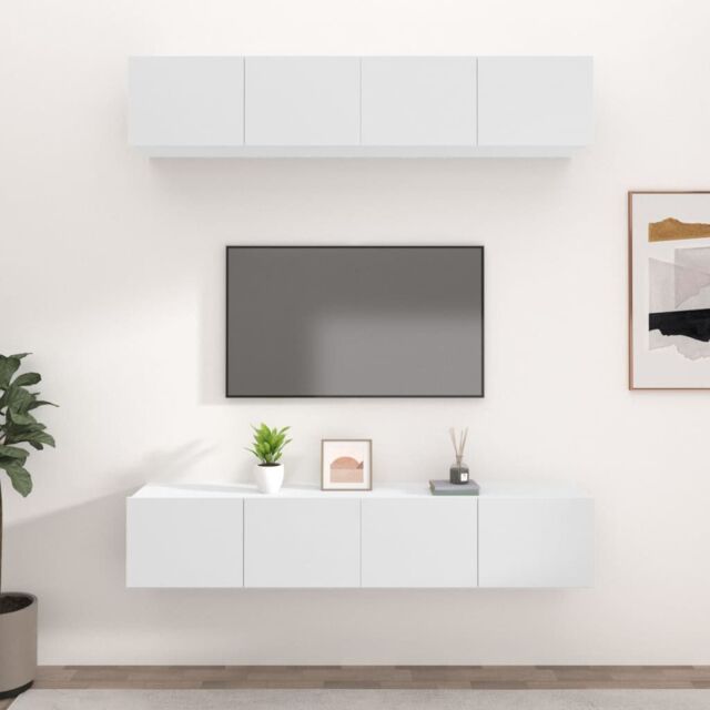 Berkfield Home TV Cabinets 4 pcs White 80x30x30 cm Engineered Wood - Size: 80 x 30 x 30 cm - image 1