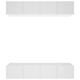 Berkfield Home TV Cabinets 4 pcs White 80x30x30 cm Engineered Wood - Size: 80 x 30 x 30 cm - thumbnail 2