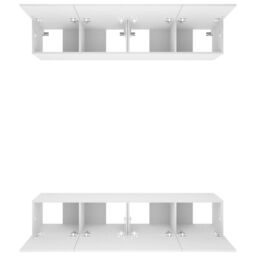 Berkfield Home TV Cabinets 4 pcs White 80x30x30 cm Engineered Wood - Size: 80 x 30 x 30 cm - thumbnail 6