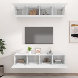 Berkfield Home TV Cabinets 4 pcs White 80x30x30 cm Engineered Wood - Size: 80 x 30 x 30 cm - thumbnail 3