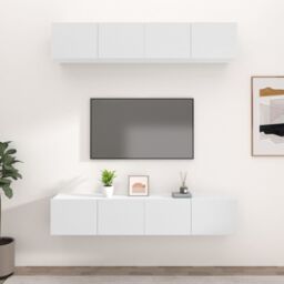 Berkfield Home TV Cabinets 4 pcs White 80x30x30 cm Engineered Wood - Size: 80 x 30 x 30 cm - thumbnail 1