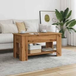 Berkfield Home Coffee Table Artisan Oak 101x49x52 cm Engineered Wood in Brown - Size: 101 x 49 x 52 cm - thumbnail 3