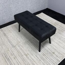 KOSY KOALA Black Velvet Padded Dining Bench with Metal Legs 90 cm Length, Dining Room Furniture - thumbnail 4