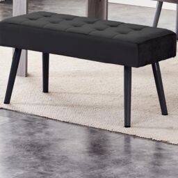 KOSY KOALA Black Velvet Padded Dining Bench with Metal Legs 90 cm Length, Dining Room Furniture - thumbnail 3