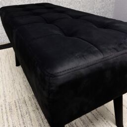 KOSY KOALA Black Velvet Padded Dining Bench with Metal Legs 90 cm Length, Dining Room Furniture - thumbnail 6