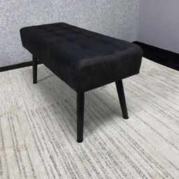 KOSY KOALA Black Velvet Padded Dining Bench with Metal Legs 90 cm Length, Dining Room Furniture - thumbnail 7