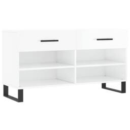 Berkfield Home Shoe Bench High Gloss White 102x35x55 cm Engineered Wood - Size: 102 x 35 x 55 cm