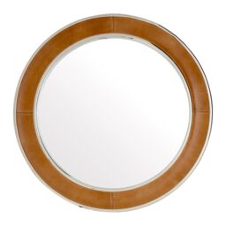 Orsina Churchill Tan Genuine Leather Wall Mirror in Brown