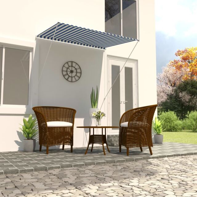 Berkfield Home Retractable Awning 150x150 cm Blue & White - image 1