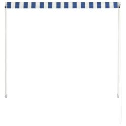Berkfield Home Retractable Awning 150x150 cm Blue & White - thumbnail 5