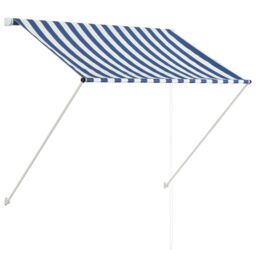 Berkfield Home Retractable Awning 150x150 cm Blue & White - thumbnail 2