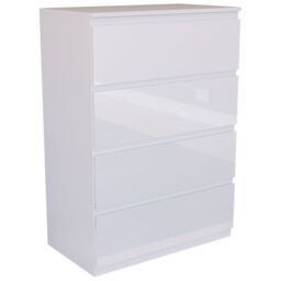 Home Discount Vida Designs Glinton 'HIGH GLOSS 4 Drawer Chest of Drawers' Storage Bedroom Furniture in White - thumbnail 6