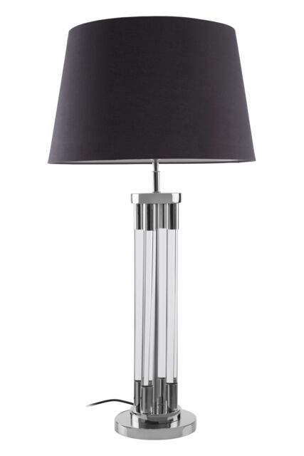 Orsina Contemporary Table Lamp With Tubular Acrylic Base, Nickel Finish Lighting For Living Room, Fabric Shade Lamp in Silver - image 1