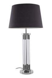 Orsina Contemporary Table Lamp With Tubular Acrylic Base, Nickel Finish Lighting For Living Room, Fabric Shade Lamp in Silver - thumbnail 3