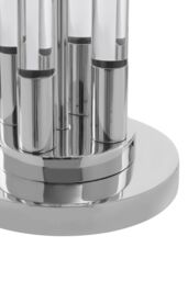 Orsina Contemporary Table Lamp With Tubular Acrylic Base, Nickel Finish Lighting For Living Room, Fabric Shade Lamp in Silver - thumbnail 4