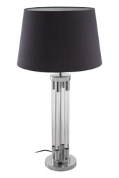 Orsina Contemporary Table Lamp With Tubular Acrylic Base, Nickel Finish Lighting For Living Room, Fabric Shade Lamp in Silver - thumbnail 2