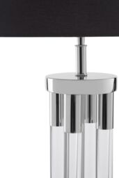 Orsina Contemporary Table Lamp With Tubular Acrylic Base, Nickel Finish Lighting For Living Room, Fabric Shade Lamp in Silver - thumbnail 5