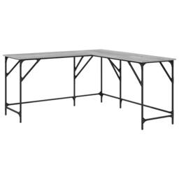 Berkfield Home Desk Grey Sonoma 149x149x75 cm Engineered Wood - Size: 149 x 149 x 75 cm - thumbnail 1