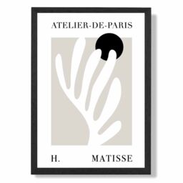ARTZE Matisse Floral Cutout Beige & Black Exhibition Framed Print SIZE: A2 with Black Frame - Size: A4 - thumbnail 1