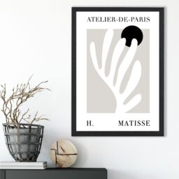 ARTZE Matisse Floral Cutout Beige & Black Exhibition Framed Print SIZE: A2 with Black Frame - Size: A4 - thumbnail 2